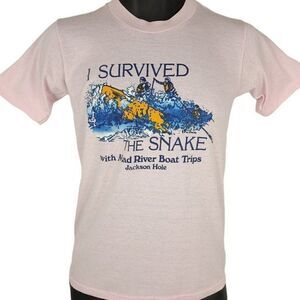 Snake River White Water Rafting T Shirt Vintage 80s Jackson Hole 50/50